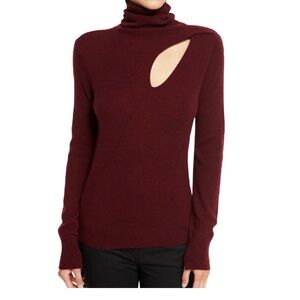 A.L.C. Asymmetrical Cutout Turtleneck Sweater – Burgundy / Wine Size XS